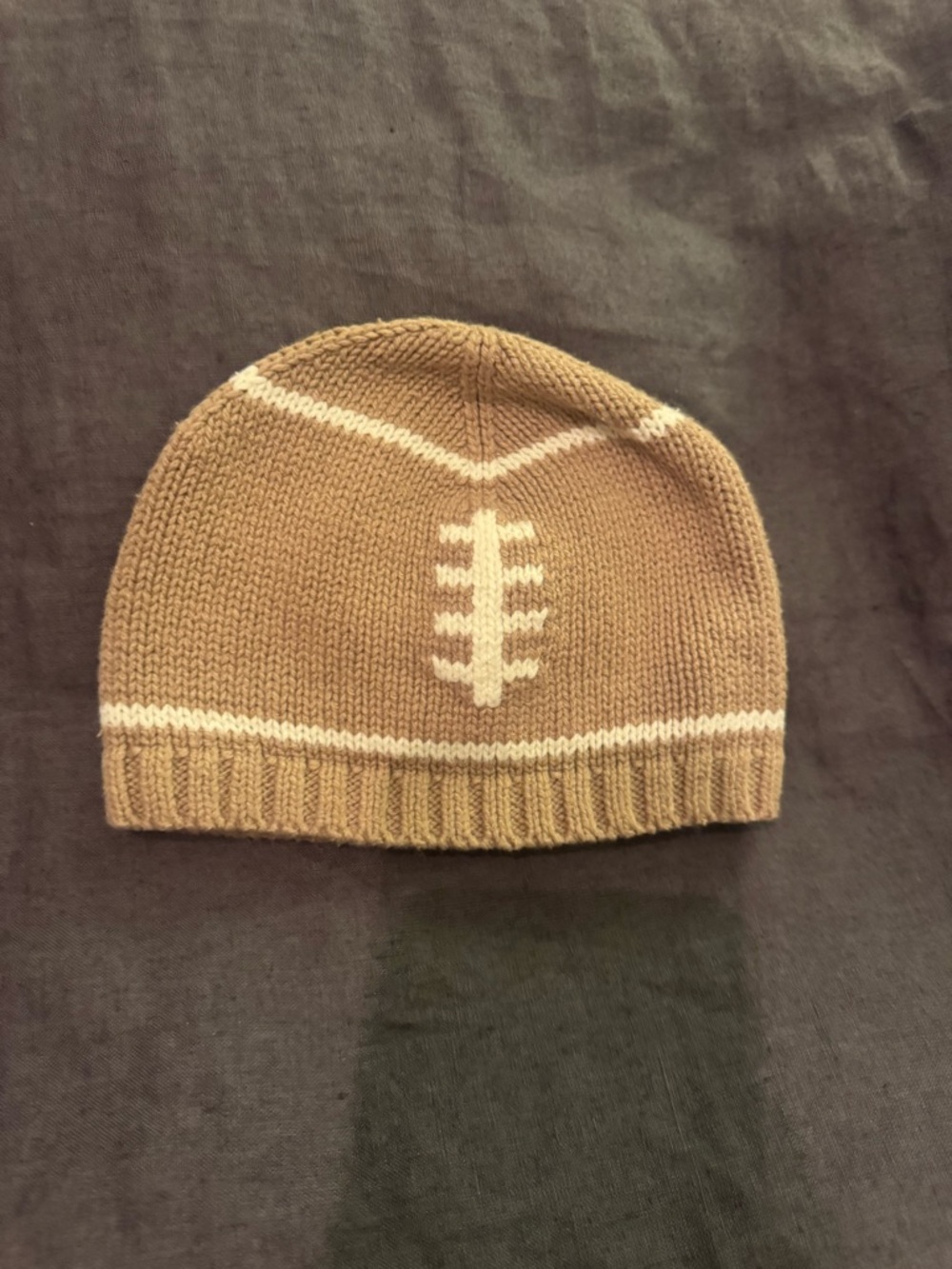 Baby Brown Football Knit Beanie